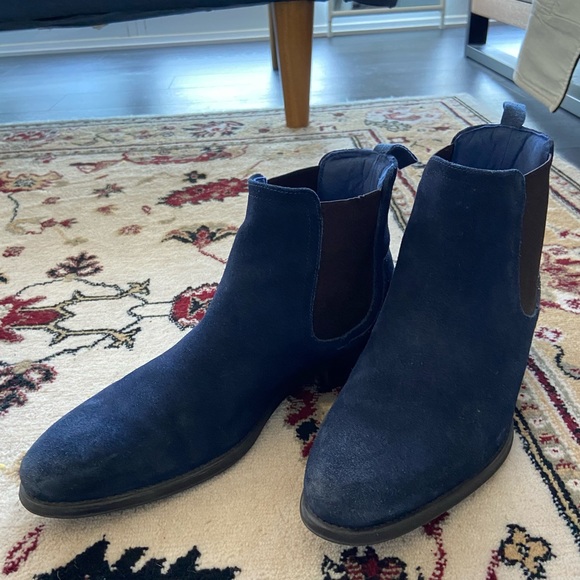 Ted Baker Blue Suede Leather Boots Size 9 - Picture 1 of 3